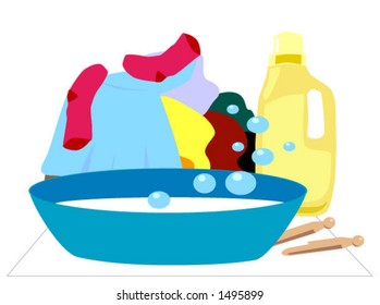Laundry - Hand Washing, Separate Items - Vector