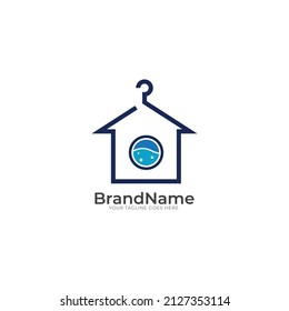 laundry hanger minimalist line art flat logo icon template vector illustration design. simple modern label logo concept