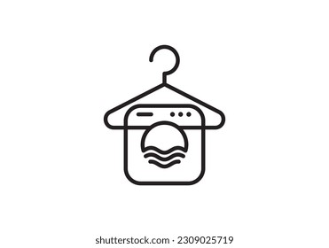 laundry hanger water wave logo design vector