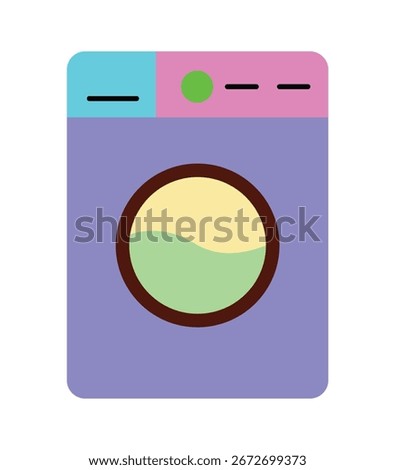  Laundry and home appliance in modern flat design,