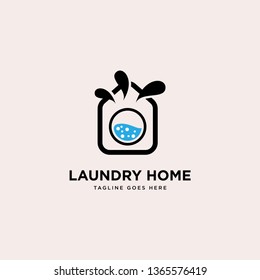 laundry home logo simple line logo template vector illustration - Vector