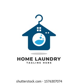 Laundry Home Logo Vector Icon Illustration