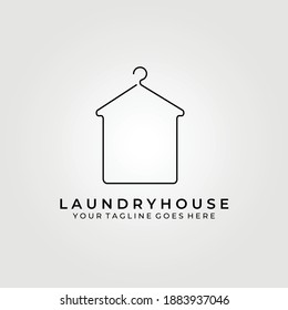 Laundry house line art logo vector illustration design graphic