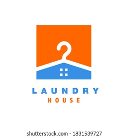 Laundry House Logo Hanger and House Simple Symbol