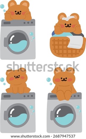 laundry housework teddy bear character