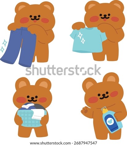 laundry housework teddy bear character