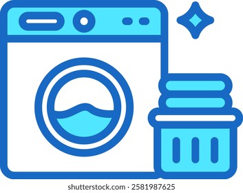 Laundry Icon Blue Color Vector Illustration