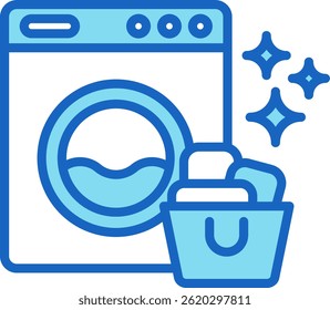 Icono de lavandería Ilustración vectorial azul