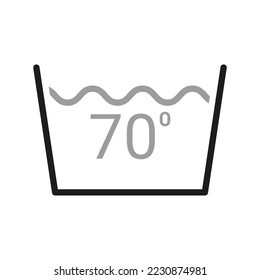 Icono de lavandería. Instrucciones para la ropa de cuidado en etiquetas, agua de temperatura 70. Elemento de línea del vector aislado.
