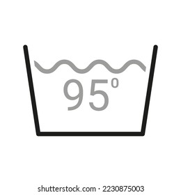 Laundry icon. Care clothes instructions on labels, temperature water 95. Vector line item isolated.