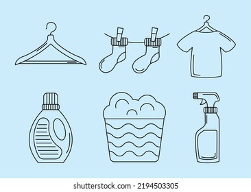 Laundry Icon Collection On Blue Background Stock Vector (royalty Free 