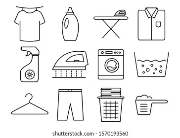 Laundry icon design set. Set of laundry icon in trendy flat style design. Vector illustration.