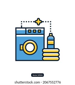 Laundry icon. Disinfection and Cleaning Related Vector Icons. Collection of linear simple web icons such as cleaner, disinfection, cleaning, washing, and others. vector eps10