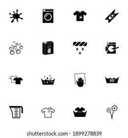 Laundry Icon - Expand To Any Size - Change To Any Colour. Perfect Flat Vector Contains Such Icons As Clothespin, Washing Machine, Soap Powder, Washer, Clean T-shirt, Bubbles, Detergent, Twist Clothes