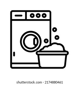 Laundry Icon. Line Art Style Design Isolated On White Background