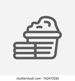 Laundry icon line. Isolated symbol on laundry topic with cleaning, clothes and cloth basket meaning laundry icon vector illustration.