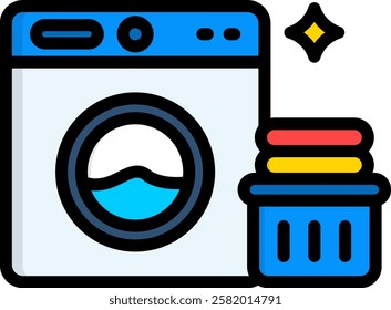 Laundry Icon Lineal Color Vector Illustration