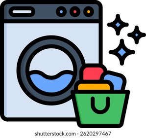 Icono de lavandería Ilustración vectorial de color lineal
