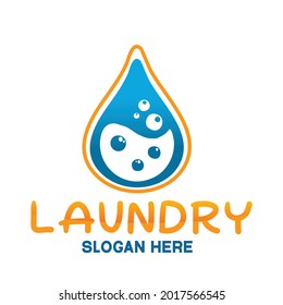 laundry icon logo design washing machine with bubbles for business clothes wash cleans modern template