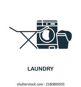 Icono de lavandería. Línea simple monocroma Icono de mantenimiento de la casa para plantillas, diseño web e infografías