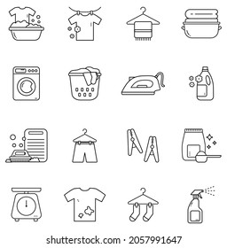 Laundry Icon Pack Vector Line Style Stock Vector (Royalty Free ...