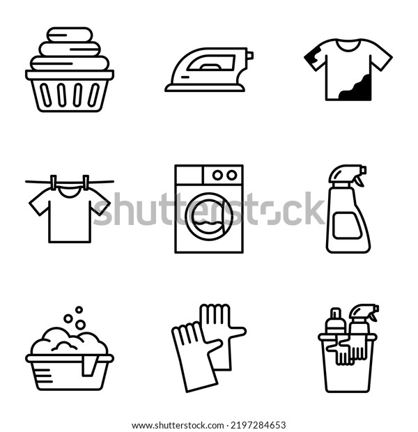 Laundry Icon Set Dryer Washing Machine Stock Vector (Royalty Free