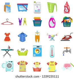 Laundry icon set. Flat set of laundry vector icons for web design