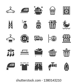 Laundry icon set with glyph style vector illustration