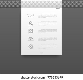 Laundry Icon Set On White Tag. Washing Care Sign And Symbol. Vector Illustration