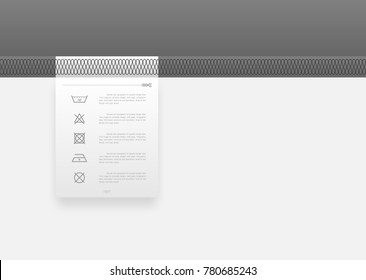 Laundry Icon Set On White Tag Of Textile. Washing Care Sign And Symbol. Vector Illustration