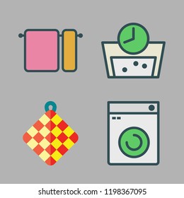 laundry icon set. vector set about washing machine, towels and towel icons set.