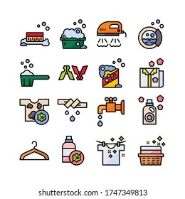 laundry icon set, washing cloth icon set