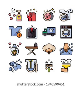 laundry icon set, washing cloth icon set