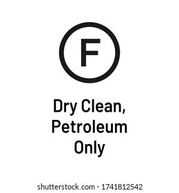 Laundry icon with text isolated on white background. Dry clean petroleum only symbol. Washing sign.