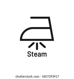 Laundry icon with text isolated on white background. Steam symbol. Washing sign.