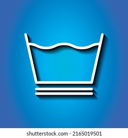 Laundry icon, vector. Flat design. White icon with shadow on blue background.ai