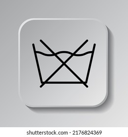 Wäschesymbol, Vektorgrafik. Flaches Design. Schwarzes Symbol auf der quadratischen Schaltfläche mit Schatten. Grauer Hintergrund.ai