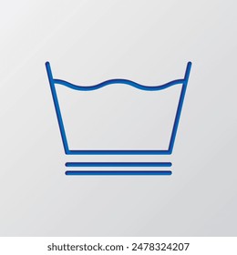 Laundry icon, vector. Flat design. Paper cut design. Cutted blue symbol with shadow. Gray background.ai