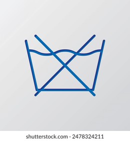Laundry icon vector. Flat design. Paper cut design. Cutted blue symbol with shadow. Gray background.ai