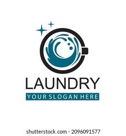 laundry icon with washing machine with bubbles for clothes wash design isolated on white background