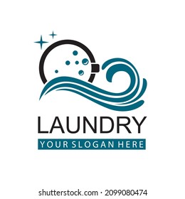 laundry icon with washing machine with bubbles for clothes wash design isolated on white background