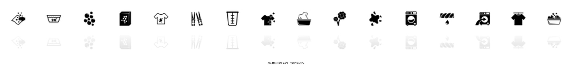 Laundry Icons Black Horizontal Illustration Symbol Stock Vector ...