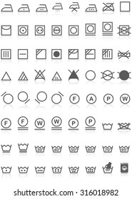 Laundry Icons Collection Black on White