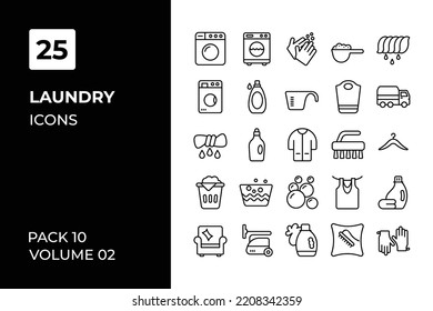 Laundry icons collection. Set vector line with elements for mobile concepts and web apps. Collection modern icons.