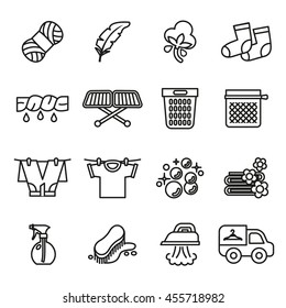 Laundry icons. Housework icons. Line Style stock vector.