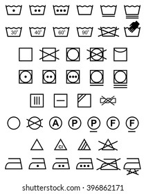 Laundry icons - Illustration. Vector Set of Laundry, Washing, Drying, Bleach, Ironing, Rinsing icons
