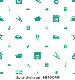 laundry icons pattern seamless white background. Included editable filled cloth pin, spray bottle, iron, washing machine, ironing table icons. laundry icons for web and mobile.