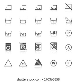 Laundry icons with reflect on white background, stock vector