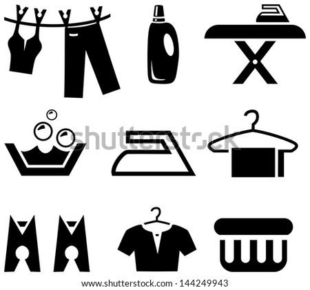 Laundry Icons Set Stock Vector (Royalty Free) 144249943 - Shutterstock