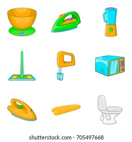 Laundry icons set. Cartoon set of 9 laundry vector icons for web isolated on white background